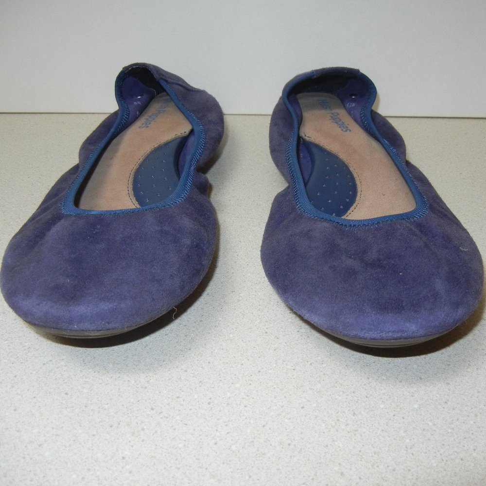 Hush Puppies 7.5M Leather Suede Flat Ballet Ballerina Shoe Arch Support Comfort